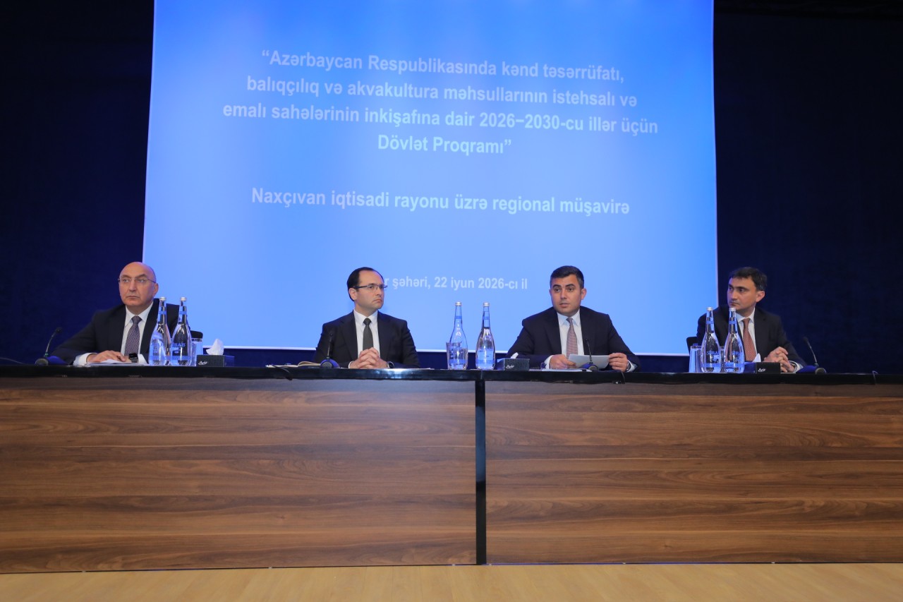 Nazir Məcnun Məmmədov Naxçıvanda regional müşavirədə çıxış edib - FOTOLAR