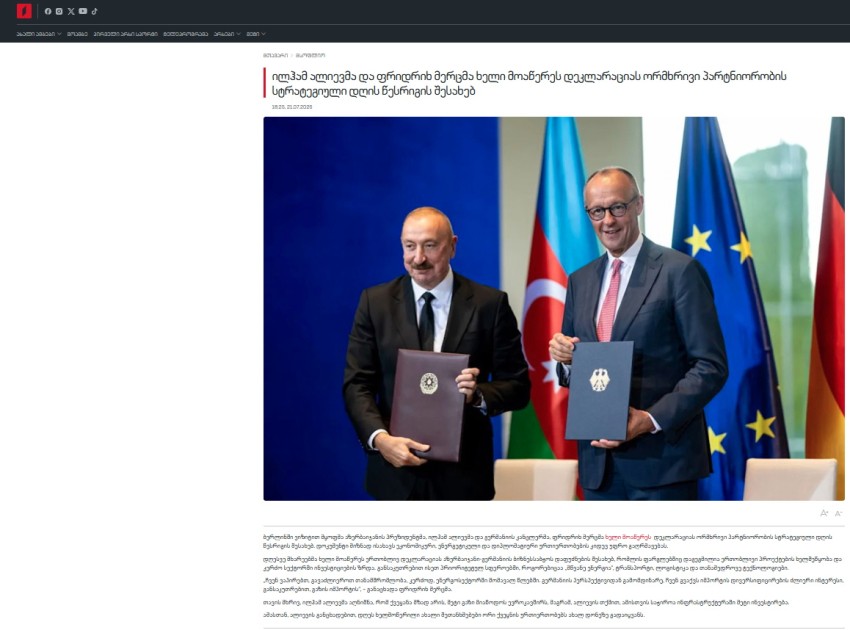 Gürcüstan mediası İlham Əliyevin Almaniyaya səfərindən yazır
